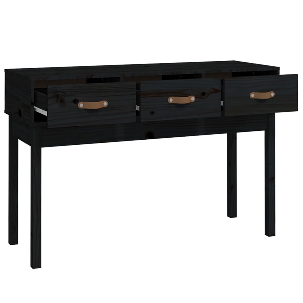 Tavolo Consolle Nero 114x40x75 cm in Legno Massello di Pino 821758