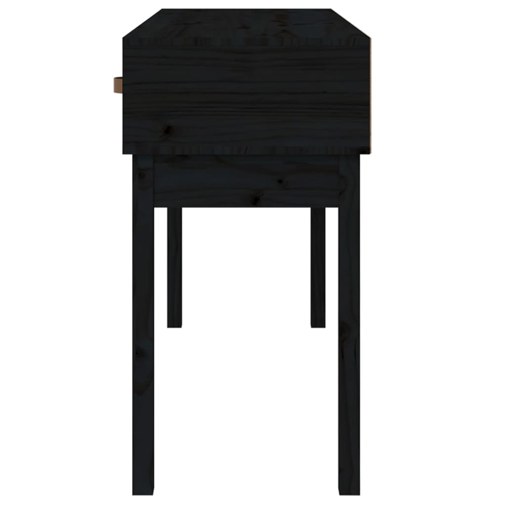 Tavolo Consolle Nero 114x40x75 cm in Legno Massello di Pino 821758