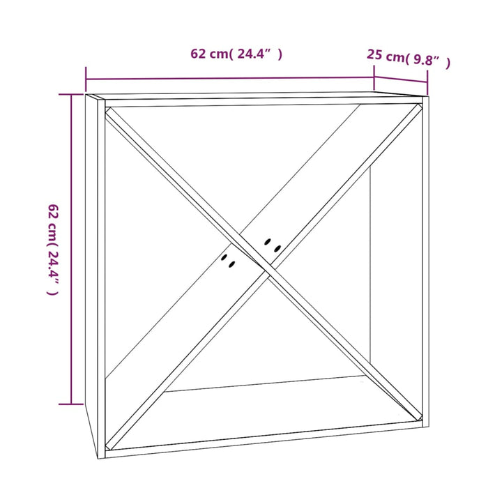 Portabottiglie 62x25x62 cm in Legno Massello di Pino 821759