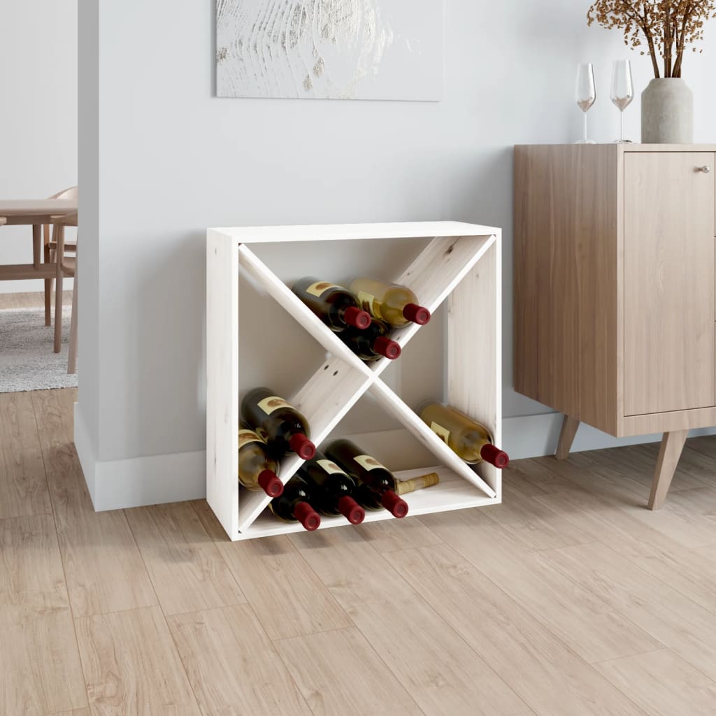 Portabottiglie Bianco 62x25x62 cm in Legno Massello di Pino