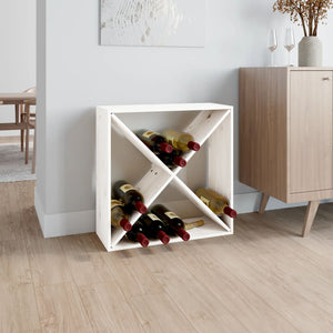 Portabottiglie Bianco 62x25x62 cm in Legno Massello di Pino cod 11014