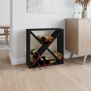 Portabottiglie Nero 62x25x62 cm in Legno Massello di Pino 821763