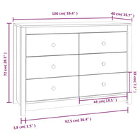 Armadietto Miele 100x40x72 cm in Legno Massello di Pino