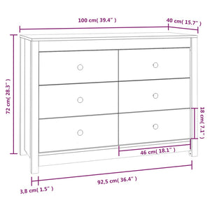 Armadietto Miele 100x40x72 cm in Legno Massello di Pino