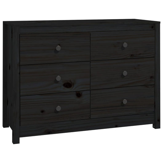 Armadietto Miele Nero 100x40x72 cm in Legno Massello di Pino