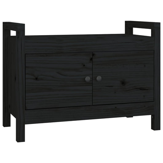 Panca da Ingresso Nero 80x40x60 cm in Legno Massello di Pino 821783