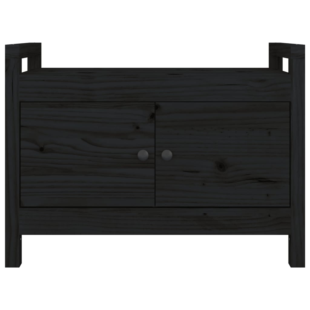 Panca da Ingresso Nero 80x40x60 cm in Legno Massello di Pino 821783