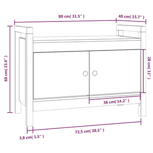 Panca da Ingresso Nero 80x40x60 cm in Legno Massello di Pino 821783