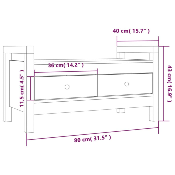 Panca da Ingresso Bianca 80x40x43 cm in Legno Massello di Pino cod mxl 46245