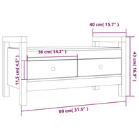 Panca da Ingresso Grigio 80x40x43 cm in Legno Massello di Pino