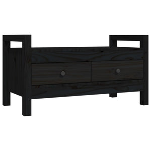 Panca da Ingresso Nero 80x40x43 cm in Legno Massello di Pino cod mxl 44522