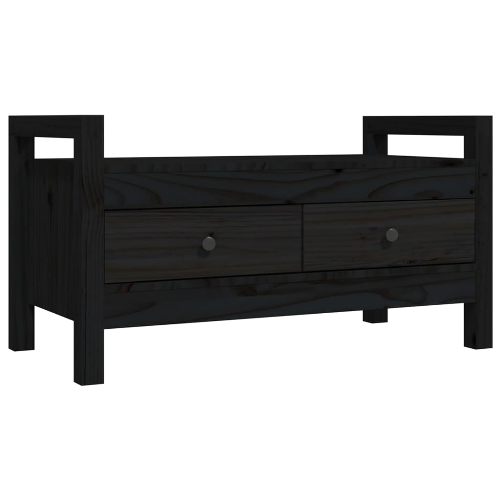 Panca da Ingresso Nero 80x40x43 cm in Legno Massello di Pino 821788