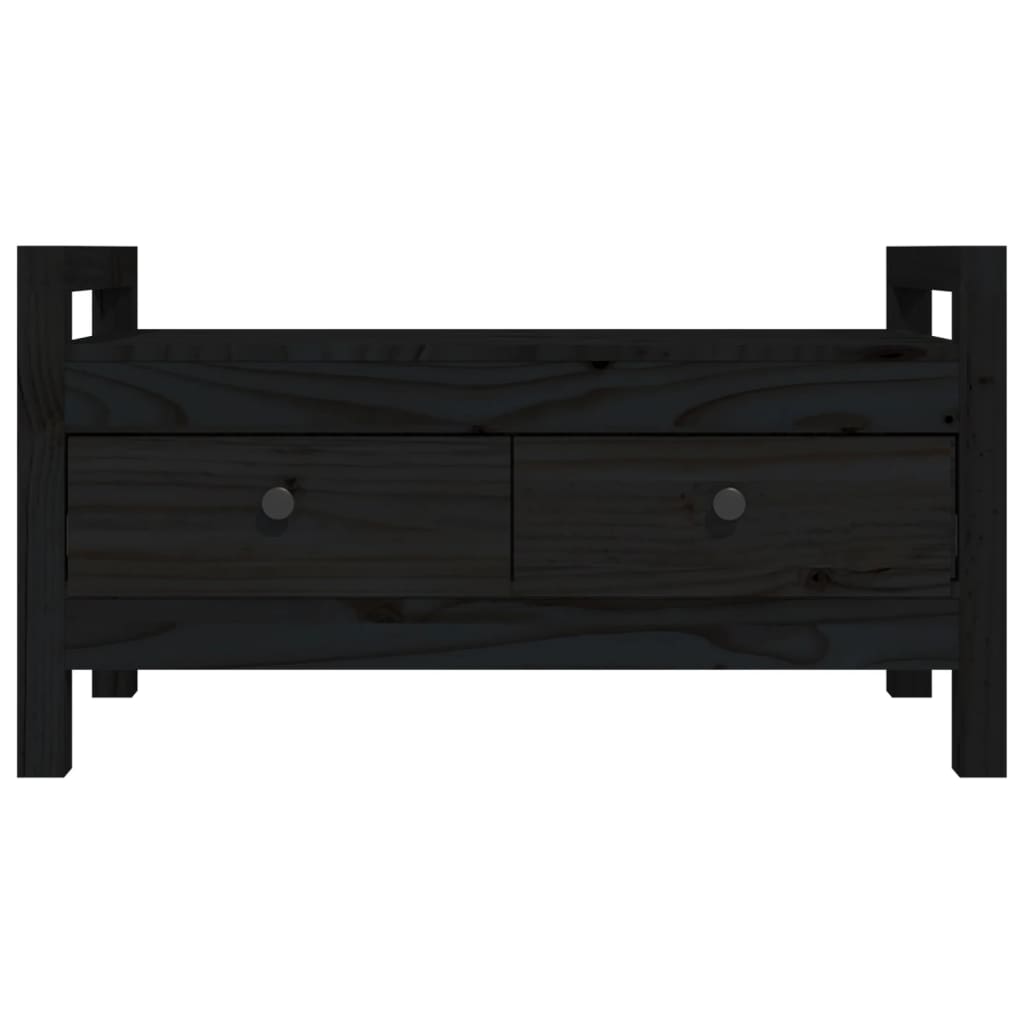 Panca da Ingresso Nero 80x40x43 cm in Legno Massello di Pino cod mxl 44522