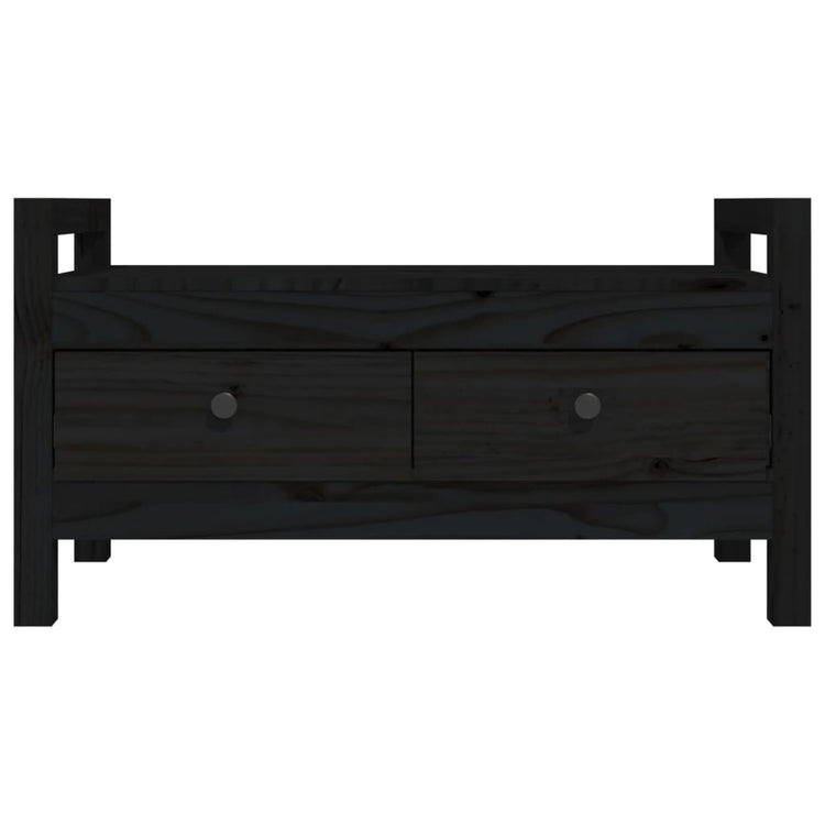 Panca da Ingresso Nero 80x40x43 cm in Legno Massello di Pino cod mxl 44522