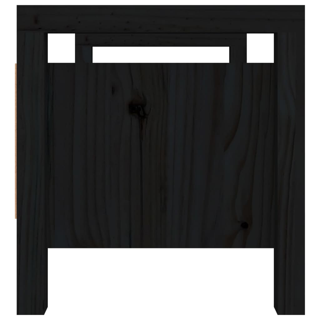 Panca da Ingresso Nero 80x40x43 cm in Legno Massello di Pino cod mxl 44522