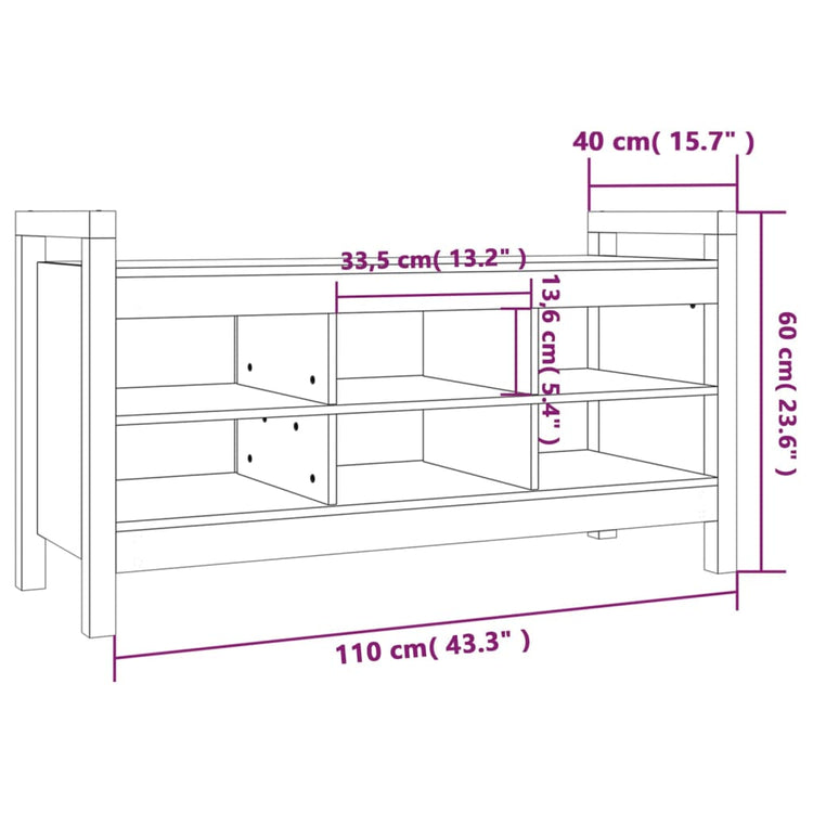 Panca da Ingresso Bianca 110x40x60 cm in Legno Massello di Pino cod mxl 40148