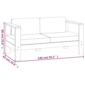 Set Divani Giardino 5 pz Cuscini Grigio Scuro in Legno Massello 3144980