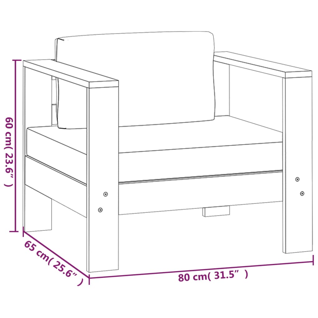 Set Divani Giardino 5 pz Cuscini Grigio Scuro in Legno Massello 3144980