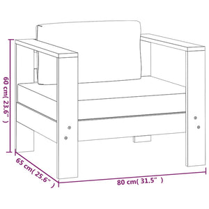 Set Divani Giardino 3pz con Cuscini Grigio Scuro Legno Massello 3144984