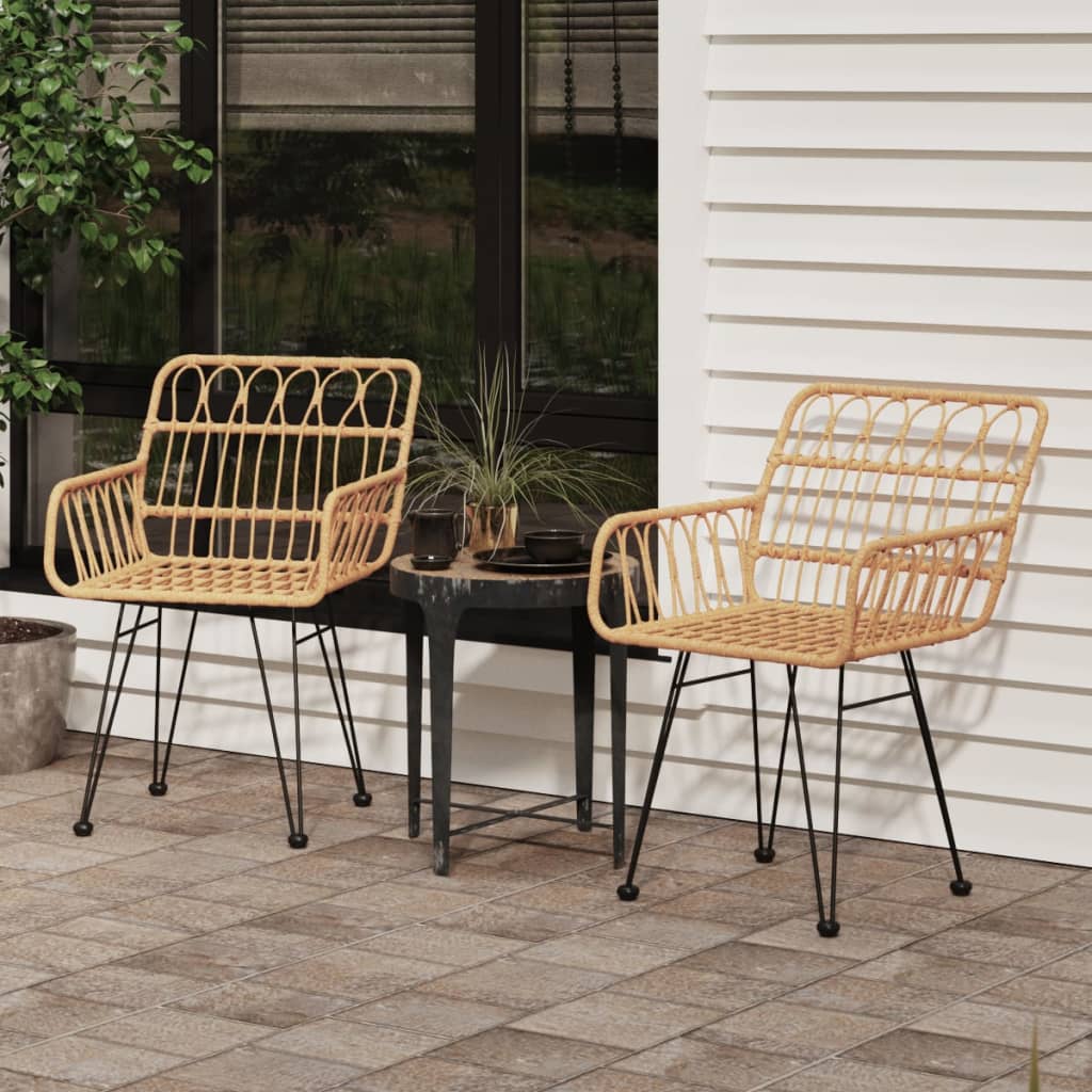 Sedie da Giardino 2pz con Braccioli 56x64x80 cm Rattan PE cod mxl 16625