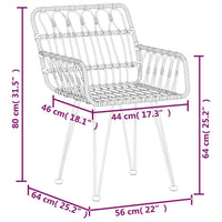 Sedie da Giardino 2pz con Braccioli Nero 56x64x80 cm Rattan PE 319427