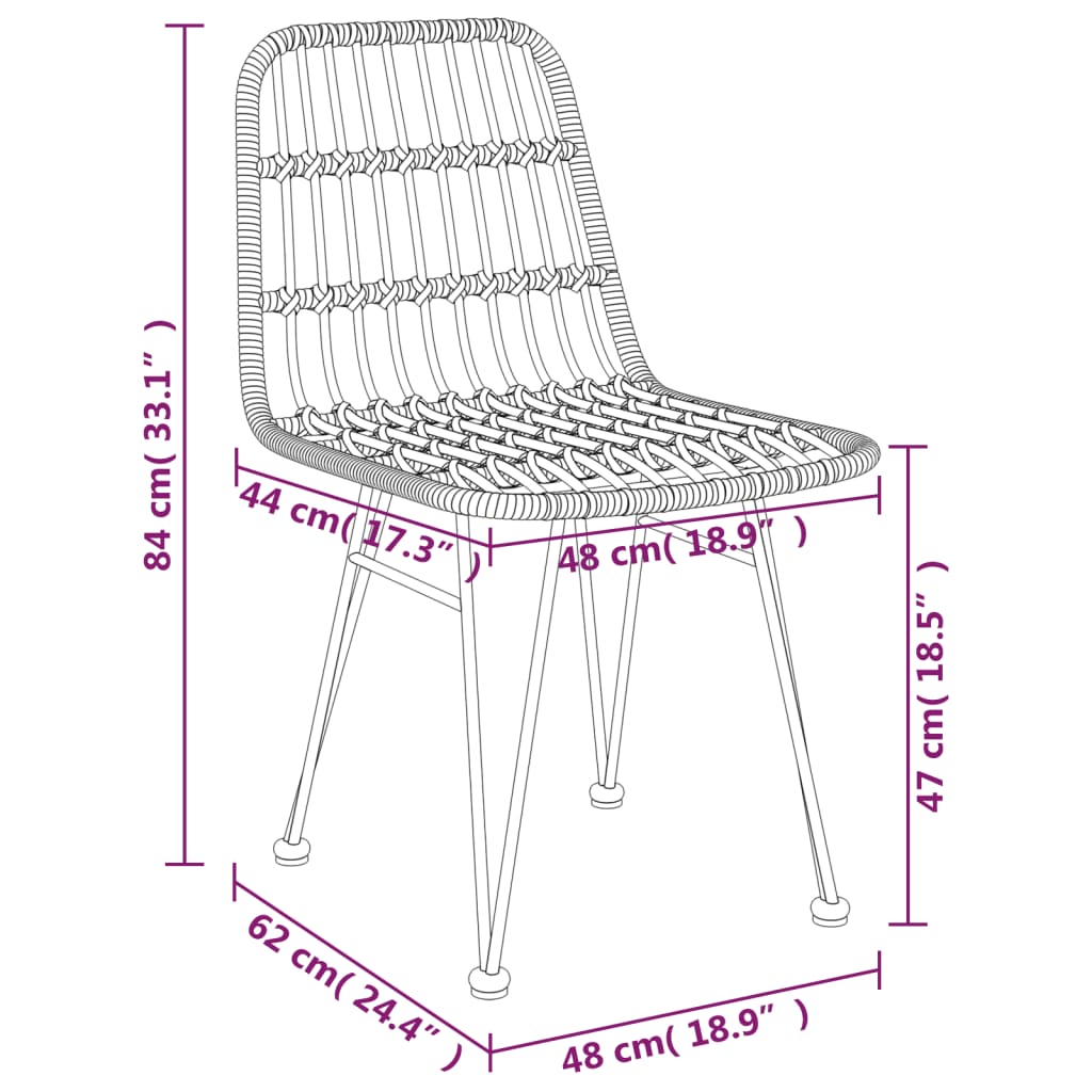 Sedie da Giardino 2pz 48x62x84 cm Rattan PE 319428