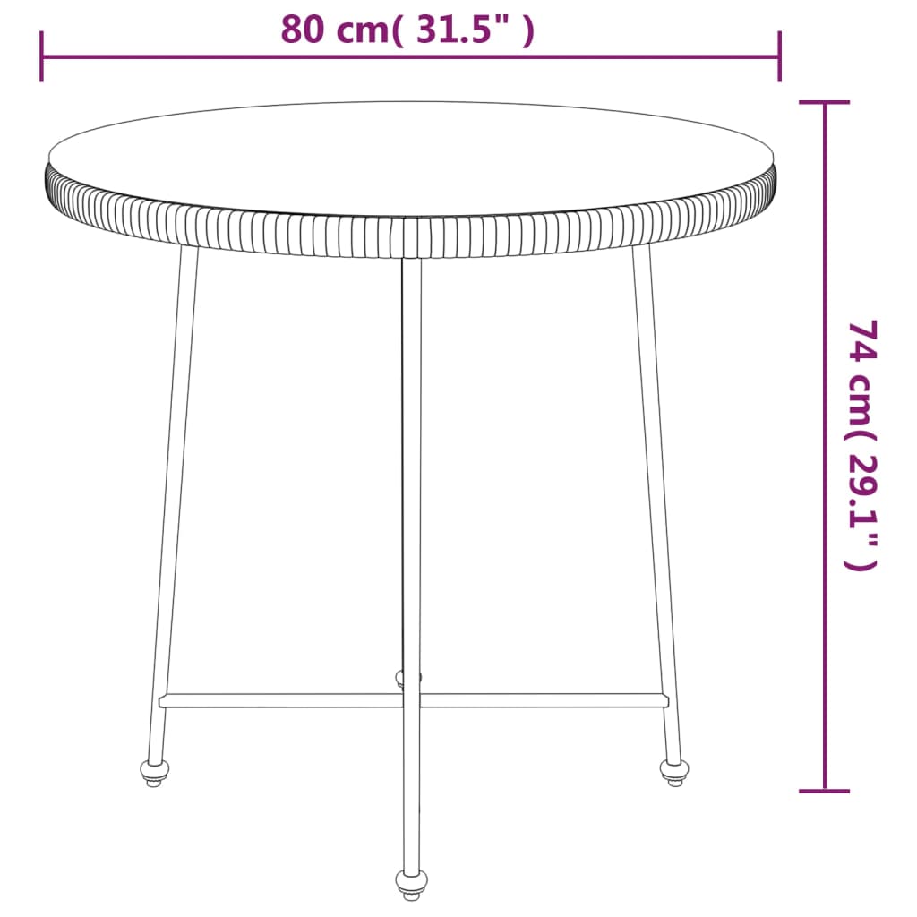 Tavolo da Pranzo Ø80 cm Vetro Temperato e Acciaio cod mxl 34225