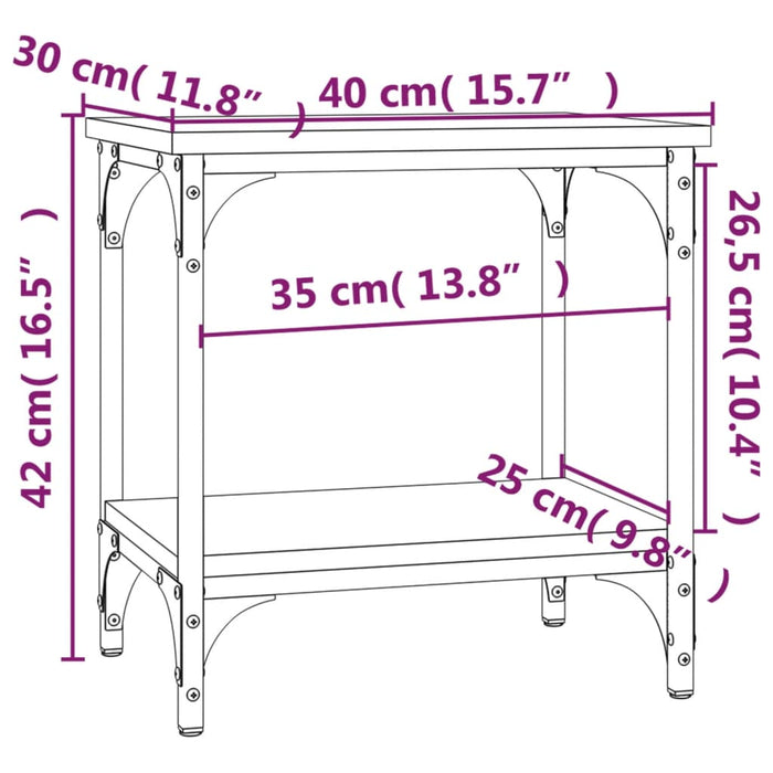 Tavolino da Salotto Rovere Fumo 40x30x42cm in Legno Multistrato 823279