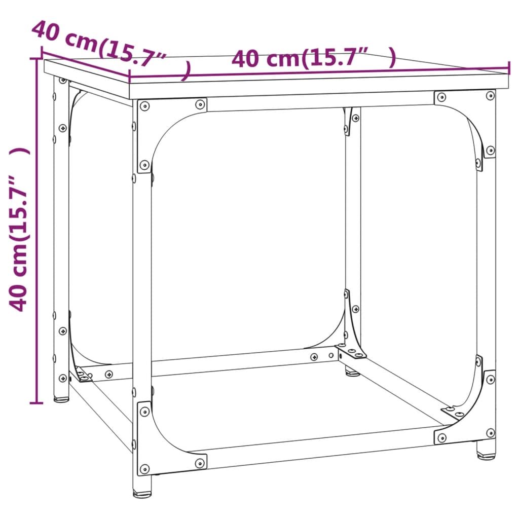 Tavolino da Salotto Rovere Fumo 40x40x40cm in Legno Multistrato