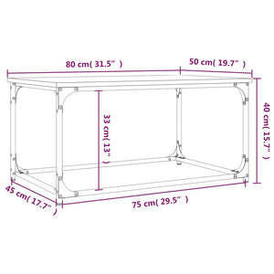 Tavolino Grigio Sonoma 80x50x40 cm in Legno Multistrato e Ferro 823295