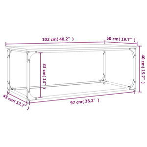 Tavolino Grigio Sonoma 102x50x40cm in Legno Multistrato e Ferro 823300