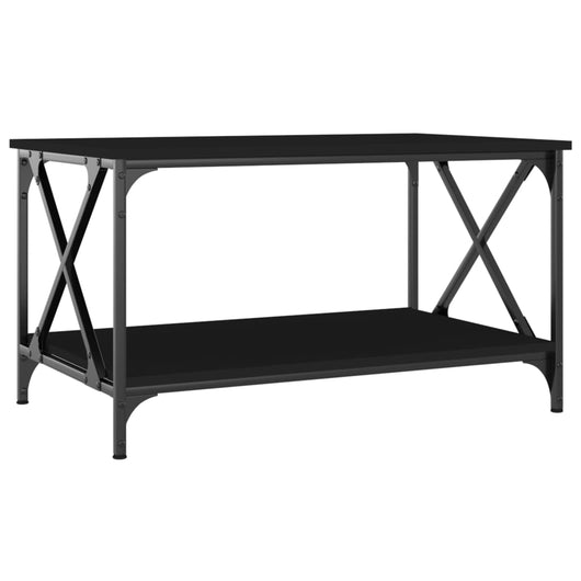 Tavolino da Salotto Nero 80x50x45 cm Legno Multistrato e Ferro 823317