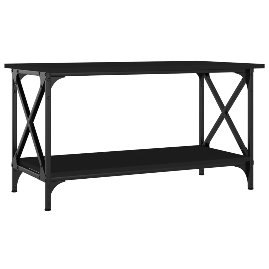 Tavolino da Salotto Nero 80x45x45 cm Legno Multistrato e Ferro