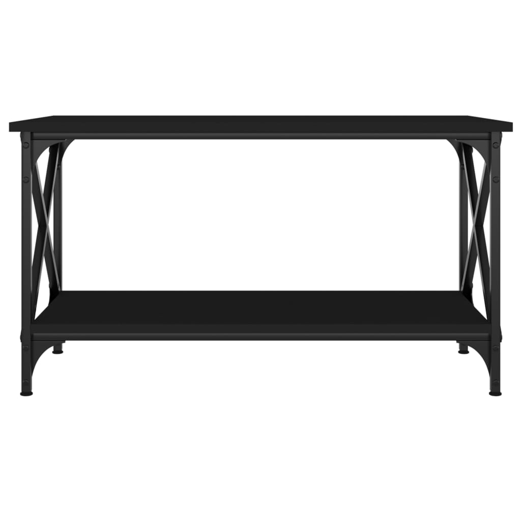 Tavolino da Salotto Nero 80x45x45 cm Legno Multistrato e Ferro