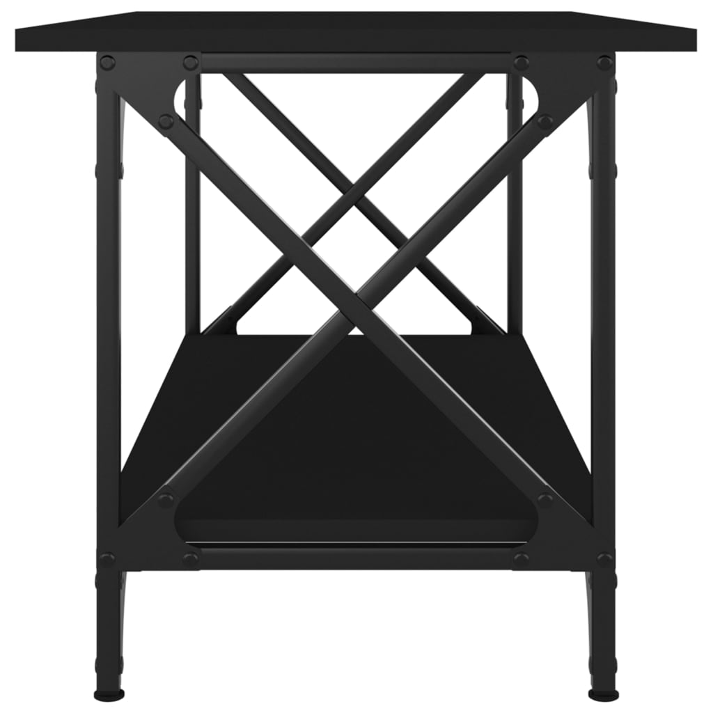 Tavolino da Salotto Nero 80x45x45 cm Legno Multistrato e Ferro