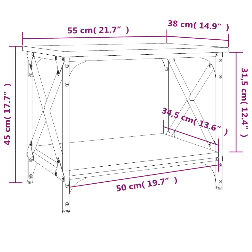 Tavolino Nero 55x38x45 cm in Legno Multistrato