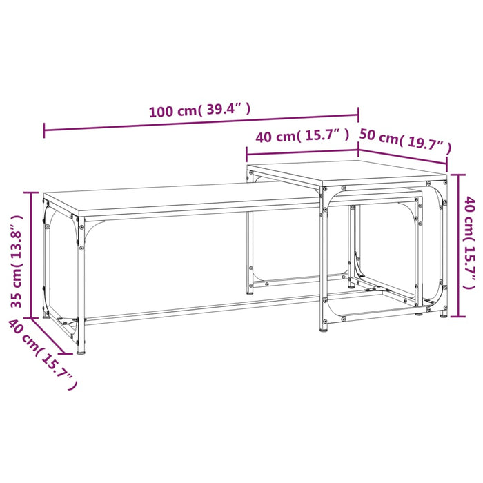 Tavolini da Salotto 2 pz Neri in Legno Multistrato 823337