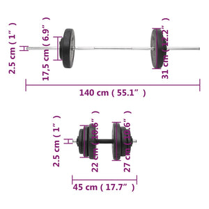 Set Bilanciere e Manubri con Dischi 60 kg