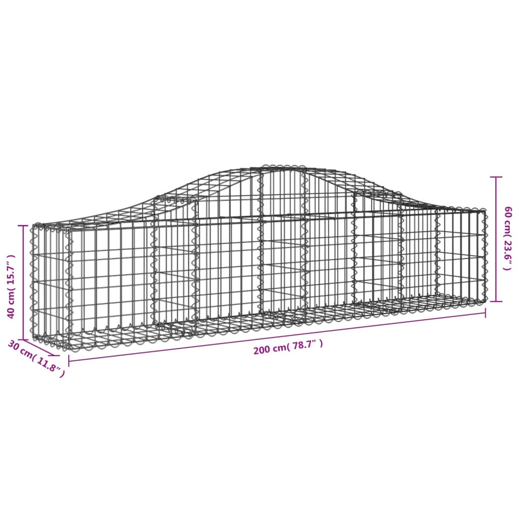 Cesti Gabbioni ad Arco 6 pz 200x30x40/60 cm Ferro Zincato 3145371