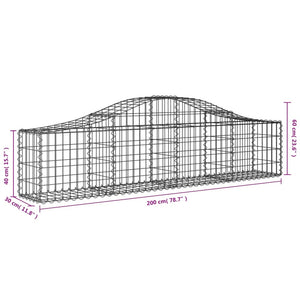 Cesti Gabbioni ad Arco 6 pz 200x30x40/60 cm Ferro Zincato 3145371