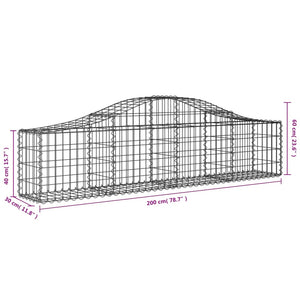 Cesti Gabbioni ad Arco 7 pz 200x30x40/60 cm Ferro Zincato 3145372