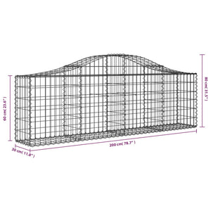 Cesti Gabbioni ad Arco 8 pz 200x30x60/80 cm Ferro Zincato 3145394