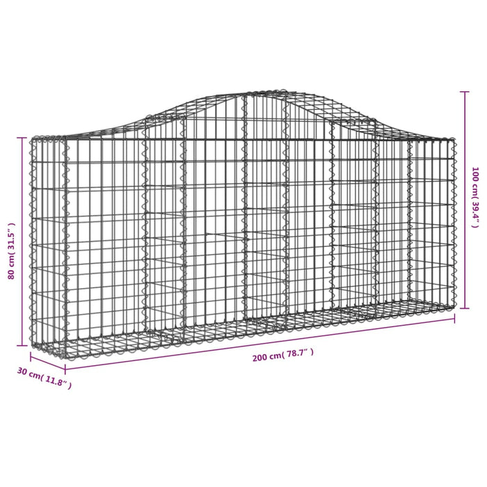 Cesti Gabbioni ad Arco 3 pz 200x30x80/100 cm Ferro Zincato 3145410