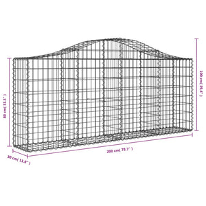 Cesti Gabbioni ad Arco 12 pz 200x30x80/100 cm Ferro Zincato 3145419