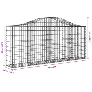 Cesti Gabbioni ad Arco 14 pz 200x30x80/100 cm Ferro Zincato 3145421