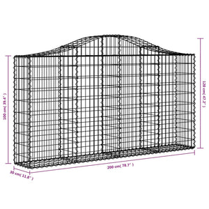 Cesti Gabbioni ad Arco 6 pz 200x30x100/120 cm Ferro Zincato 3145434