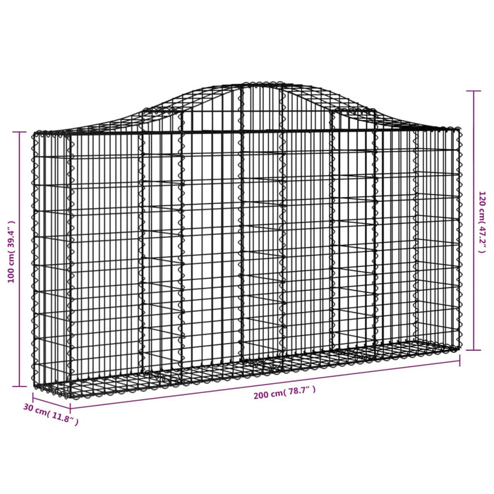 Cesti Gabbioni ad Arco 25 pz 200x30x100/120 cm Ferro Zincato 3145446