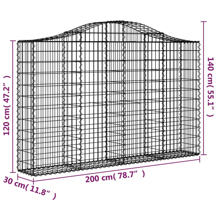 Cesti Gabbioni ad Arco 5 pz 200x30x120/140 cm Ferro Zincato 3145454