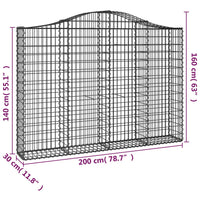 Cesti Gabbioni ad Arco 4 pz 200x30x140/160 cm Ferro Zincato 3145474