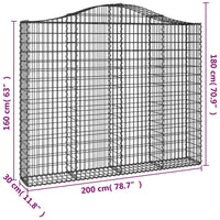 Cesti Gabbioni ad Arco 3 pz 200x30x160/180 cm Ferro Zincato 3145494